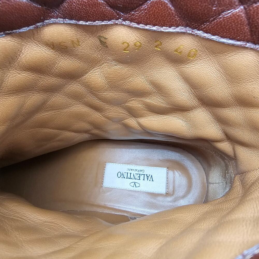 Valentino Garavani Rockstud Quilted Moto Harness Boot Brown Leather 40 US 10 - Picture 10 of 11